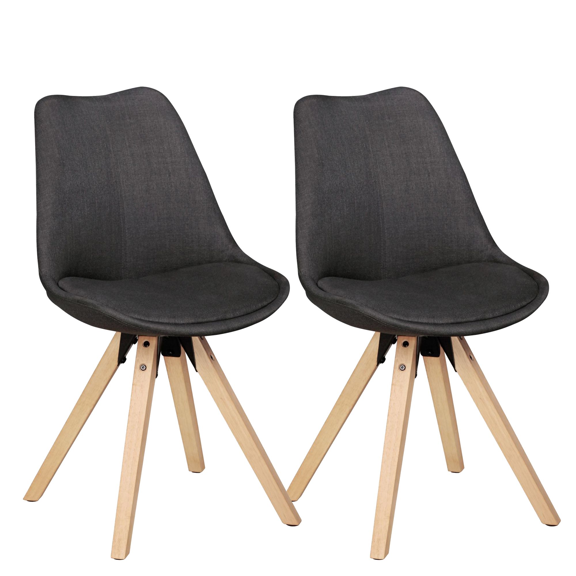 2 Sedie da pranzo retrò LIMA antracite | rivestimento in tessuto imbottito | 49x87x52 cm