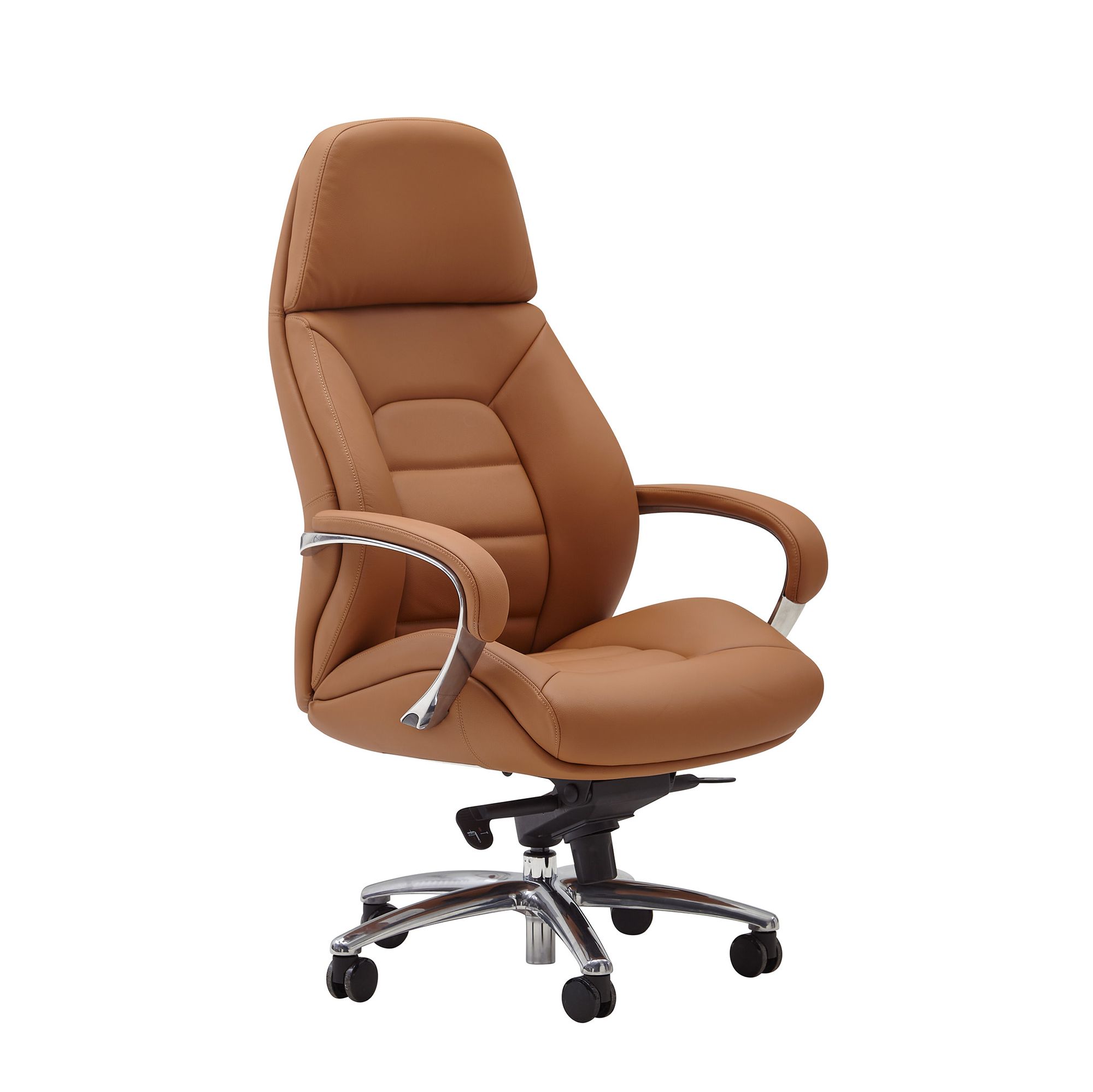 Sedia da ufficio design XXL in vera pelle caramello | Altezza regolabile 125-131 cm | Larghezza 67 cm