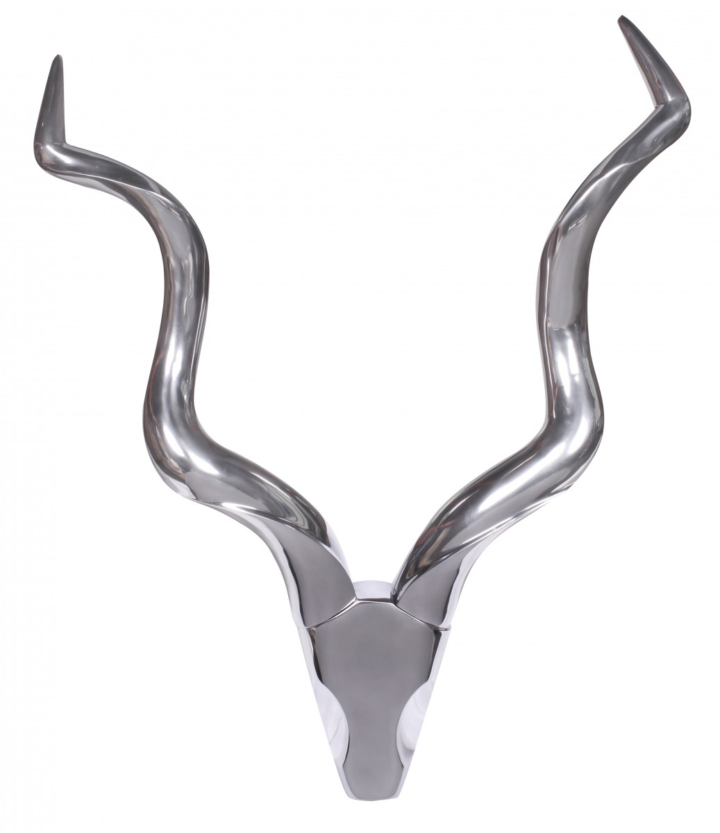 Corna di Cervo Decorativa in Alluminio Argento | 80x110x10 cm | Design Moderno