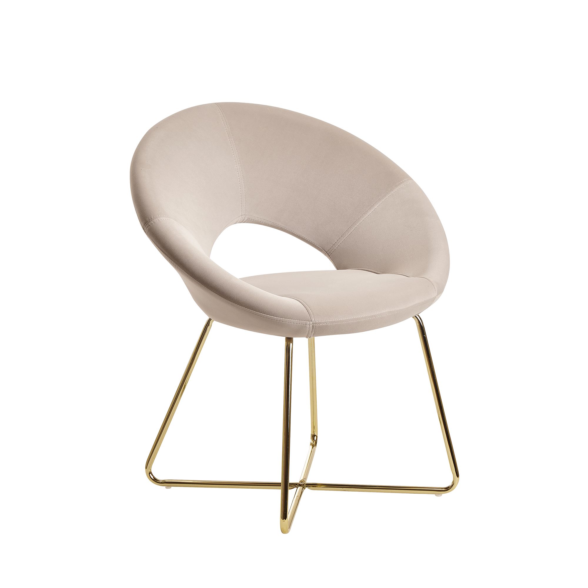 Sedia da pranzo velluto beige | Gambe metalliche dorate | 57x83x60 cm