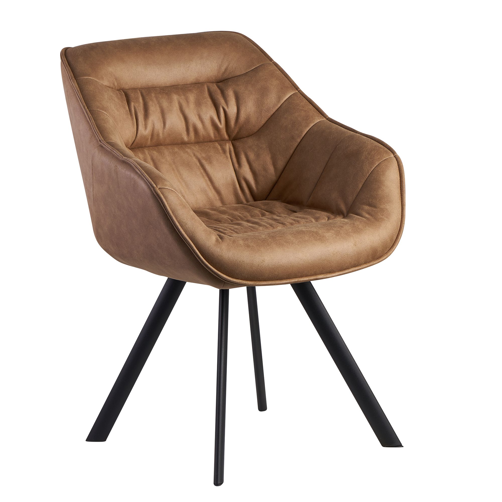 Sedia da pranzo Beige effetto camoscio | Gambe nere | 60x85x64 cm