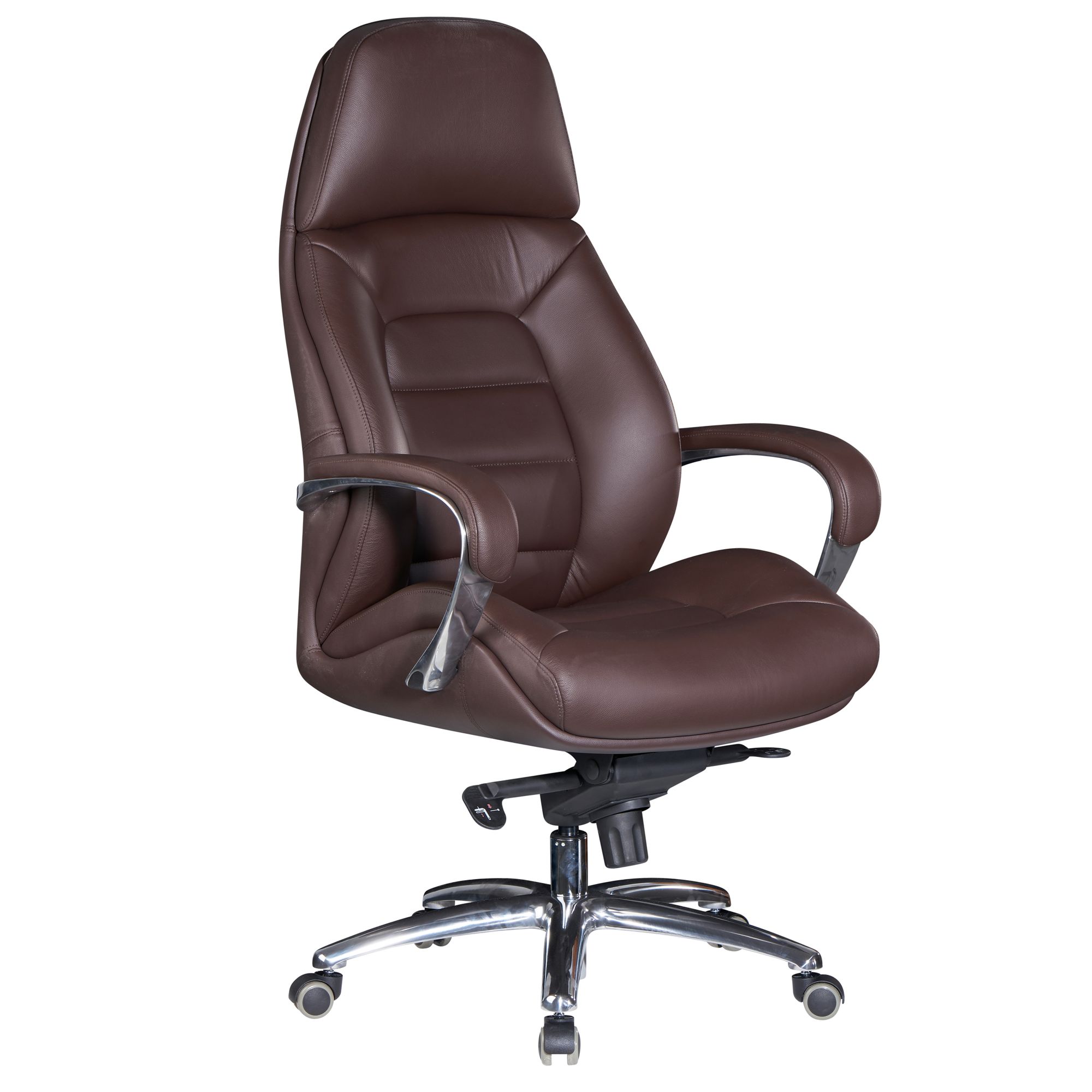 Sedia da ufficio design XXL in vera pelle marrone | Altezza regolabile 127-136,5 cm | Larghezza 67 cm