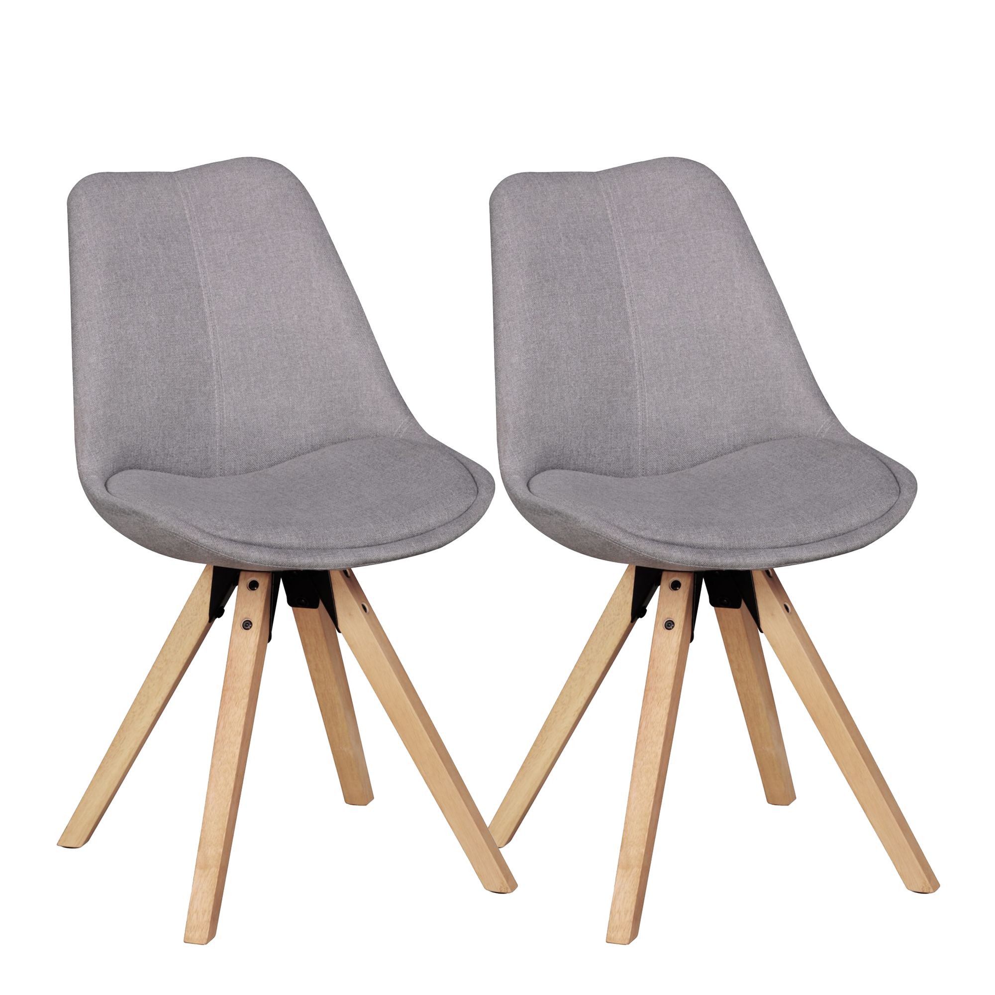 2 Sedie da pranzo retrò LIMA grigio chiaro | rivestimento in tessuto imbottito | 49x87x52 cm
