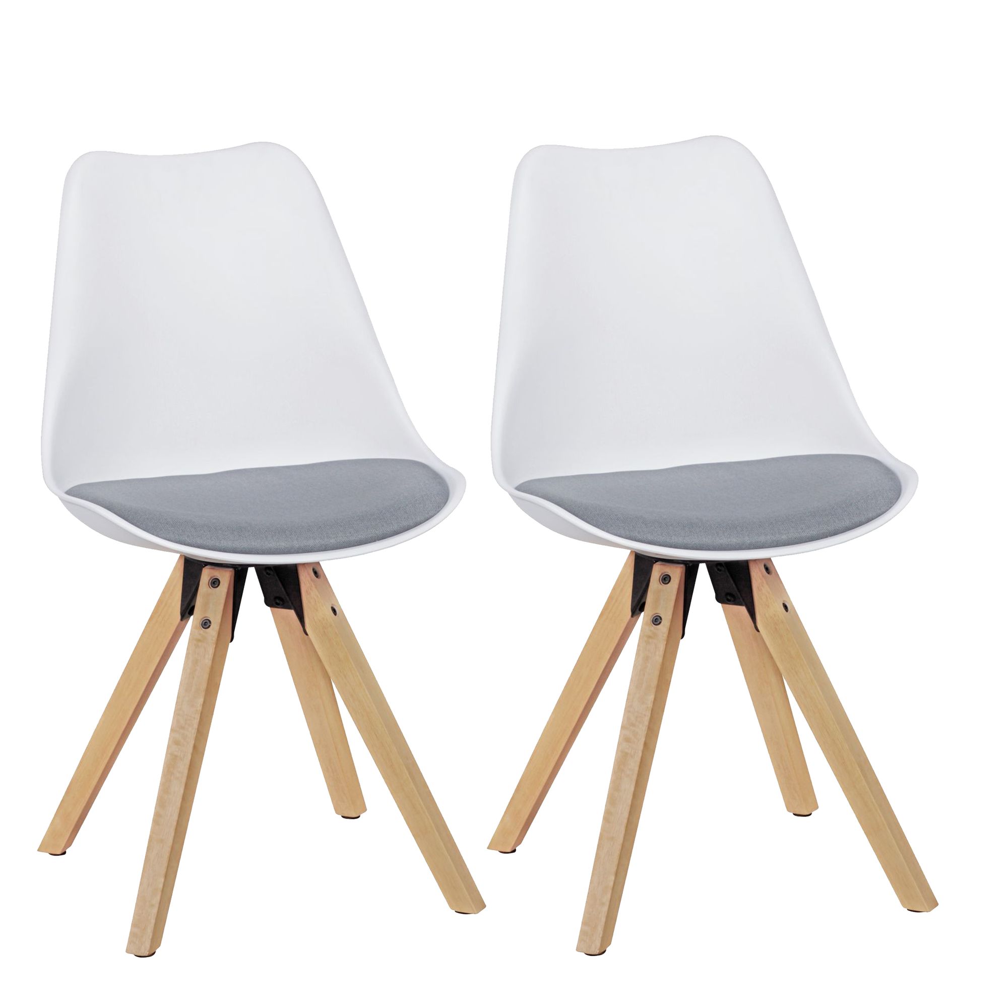2 Sedie da pranzo retrò LIMA bianco/grigio | rivestimento in tessuto imbottito | 49x87x52 cm