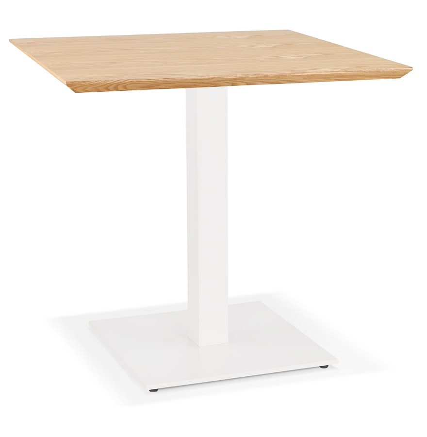Piccola tavola da pranzo quadrata 'REGIS' legno naturale e ghisa bianca | Legno impiallacciato frassino naturale | 70x70x75,5 cm