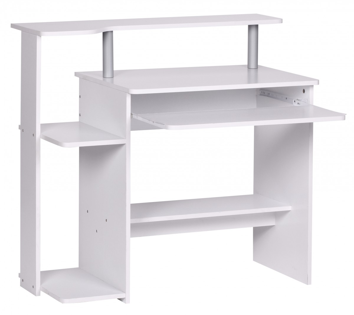 Scrivania bianca per computer | 94x90,5x48,5 cm | Pannello truciolare con cassetto tastiera