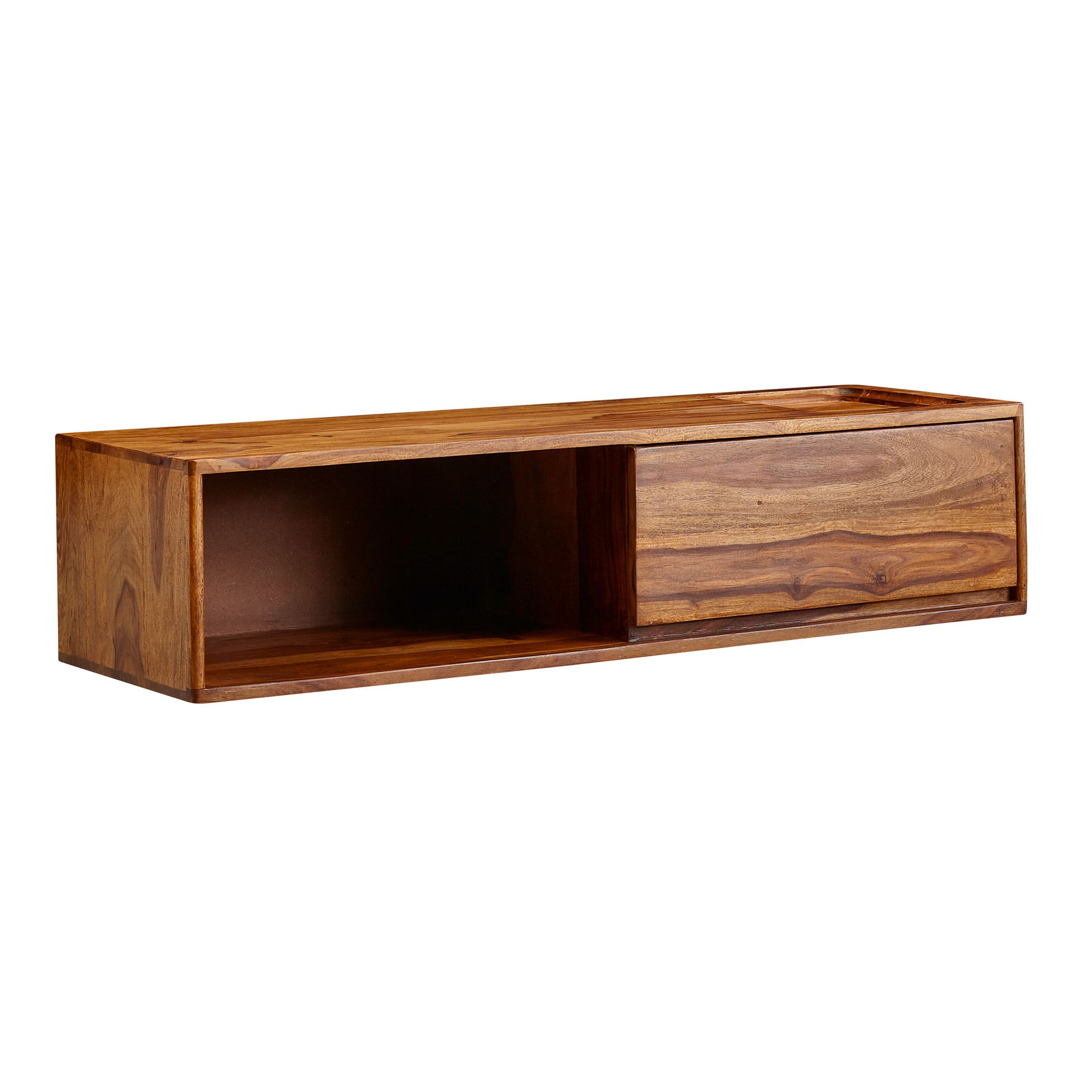 Lowboard Sospeso in Legno Massiccio Sheesham Marrone 108x25x34 cm | Mobile TV Moderno con Spazio di Archiviazione | Design a Parete