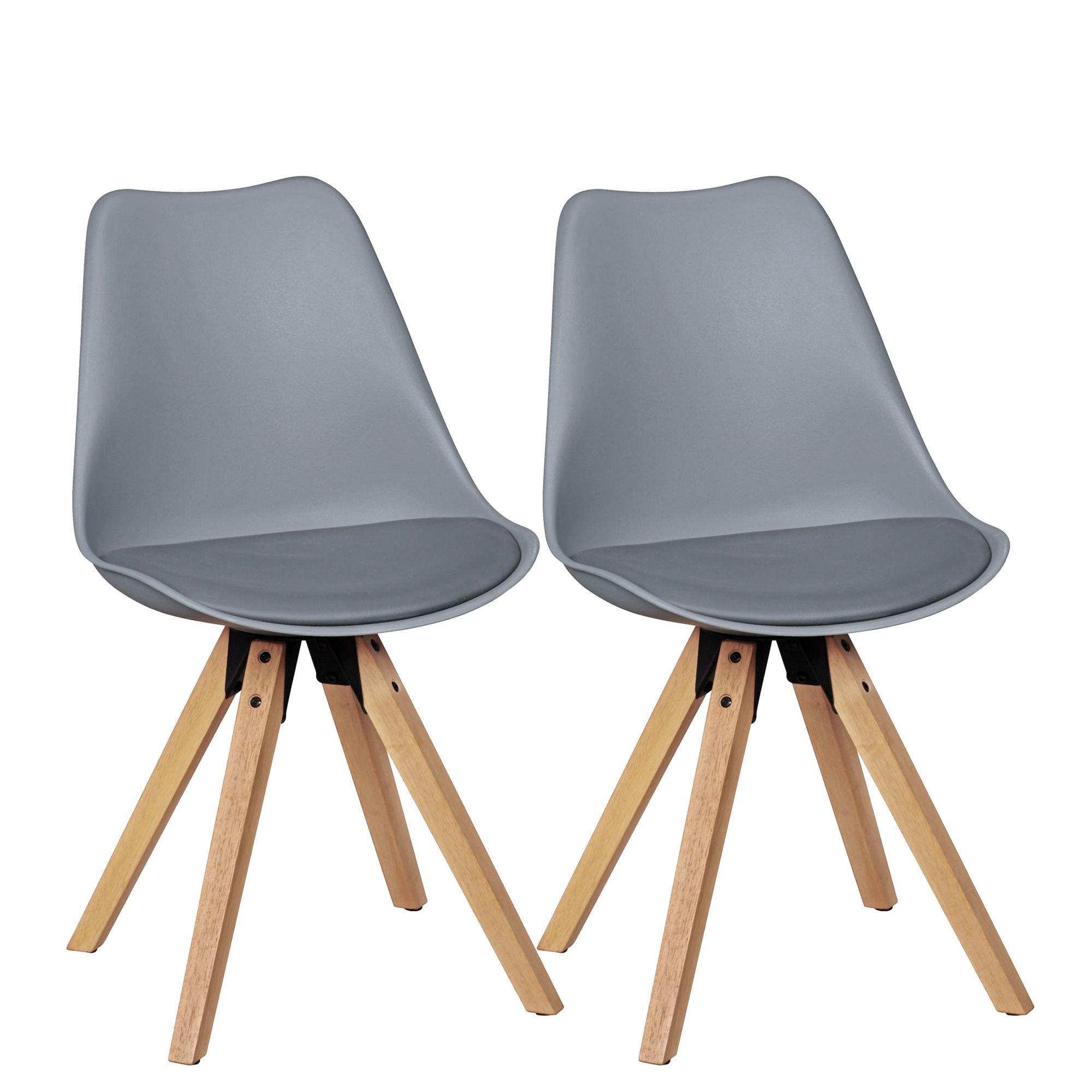 2x Sedia da pranzo retrò LIMA grigia | Similpelle | 49x87x52 cm