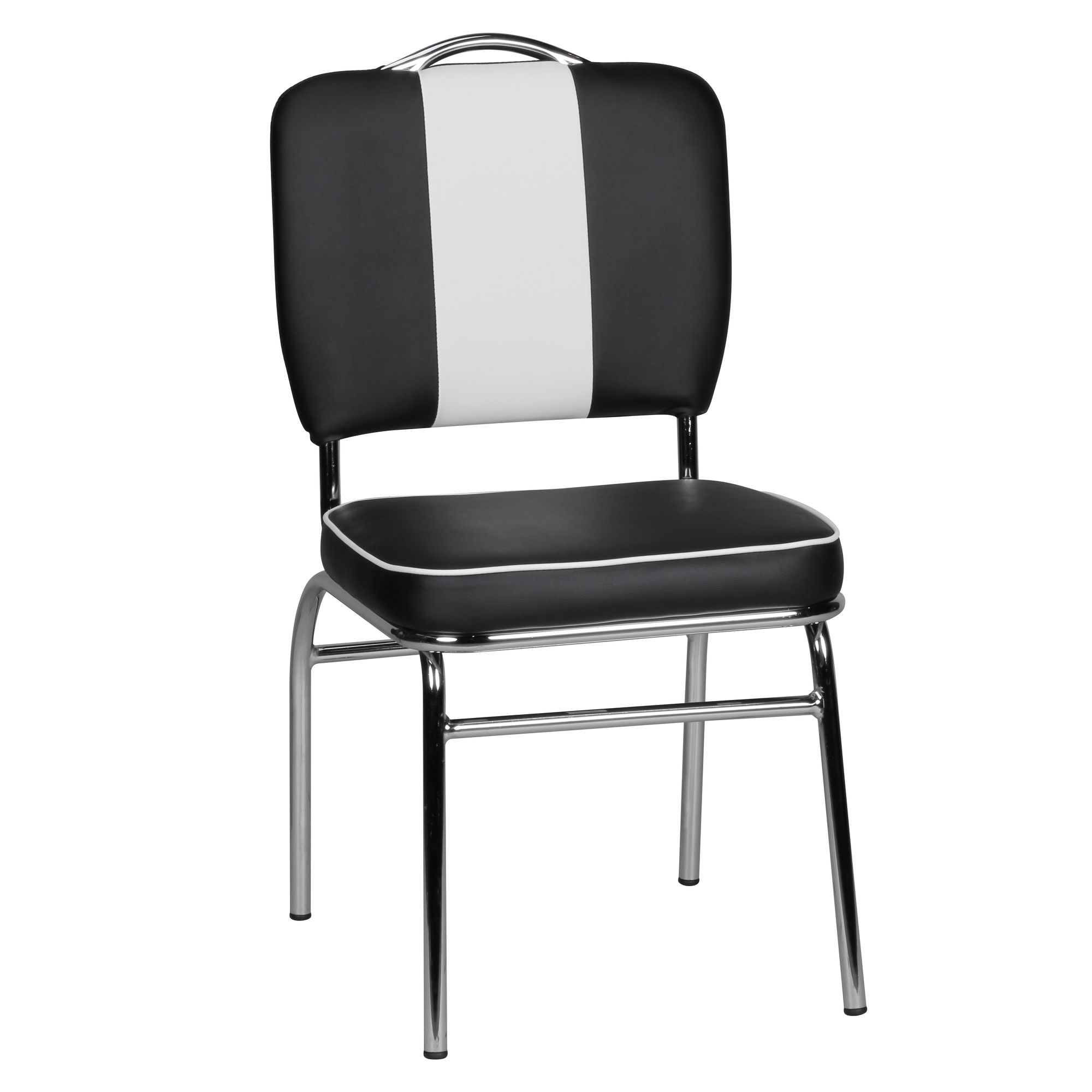 Sedia da Pranzo American Diner Retrò Anni '50 | Nero e Bianco | 90x47x45 cm