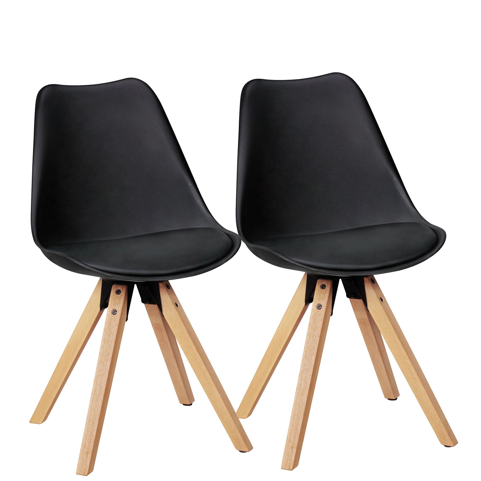 2x Sedia da pranzo retrò LIMA nera | Similpelle | 49x87x52 cm