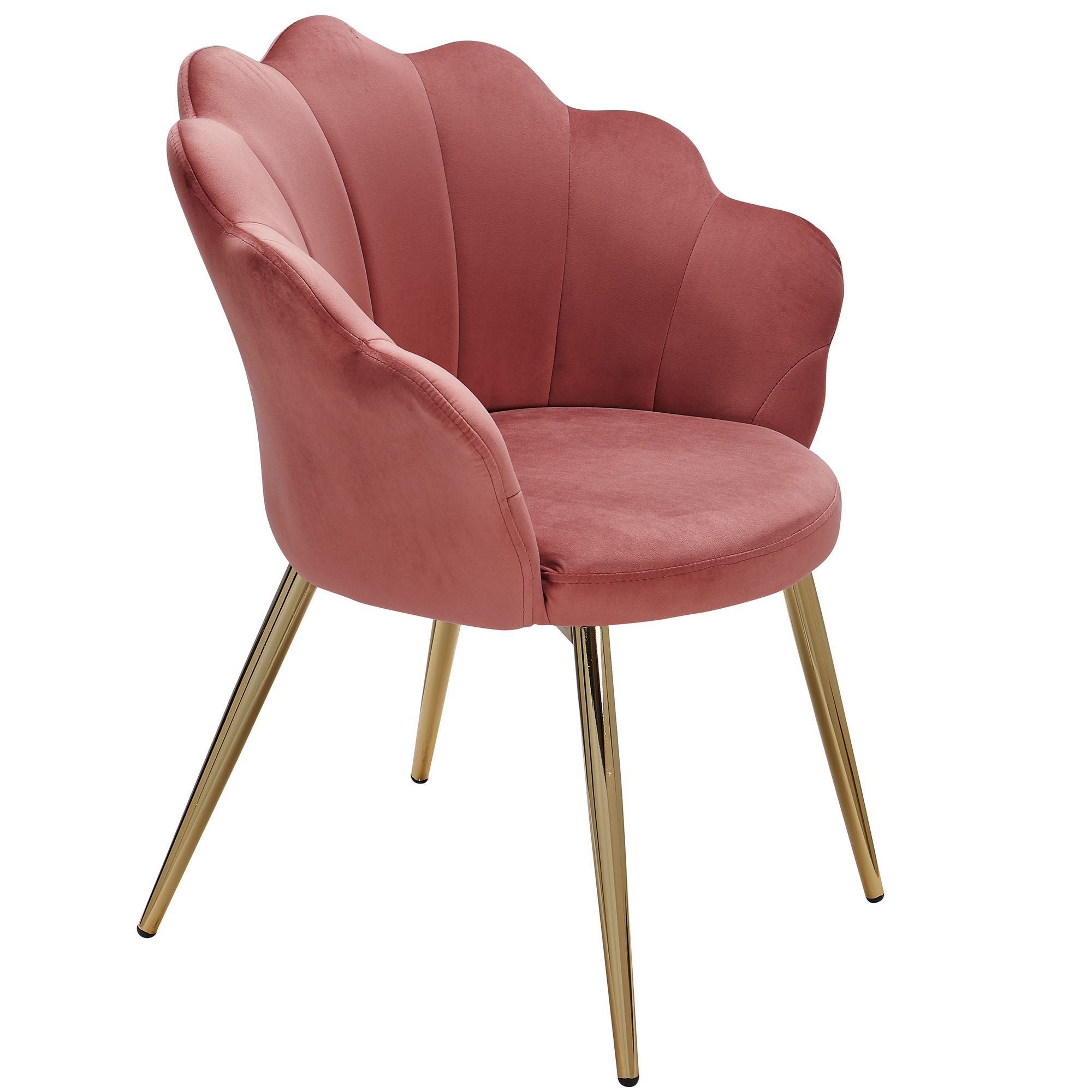 Sedia Tulip velluto Rosa | Gambe dorate | 47,5x80x53 cm