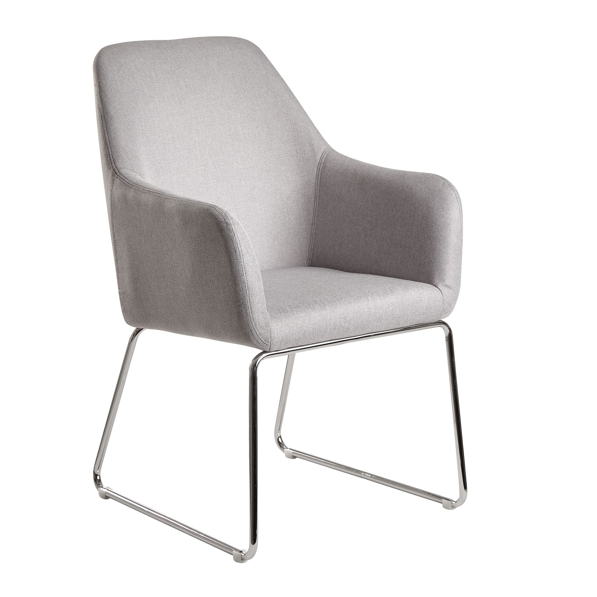 Dining  sedia da cucina in tessuto / metallo grigio chiaro con gambe argento