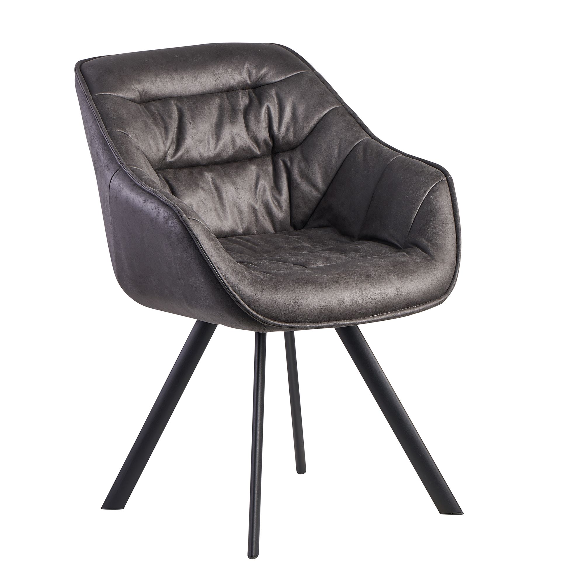 Sedia da pranzo Grigia effetto camoscio | Gambe nere | 60x85x64 cm