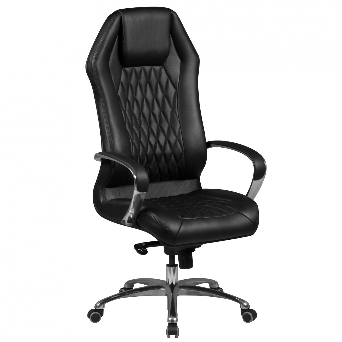 Sedia da ufficio MONTEREY in pelle vera nera | Poltrona direzionale | Altezza 126-136 cm, Larghezza 70 cm, Profondità 70 cm