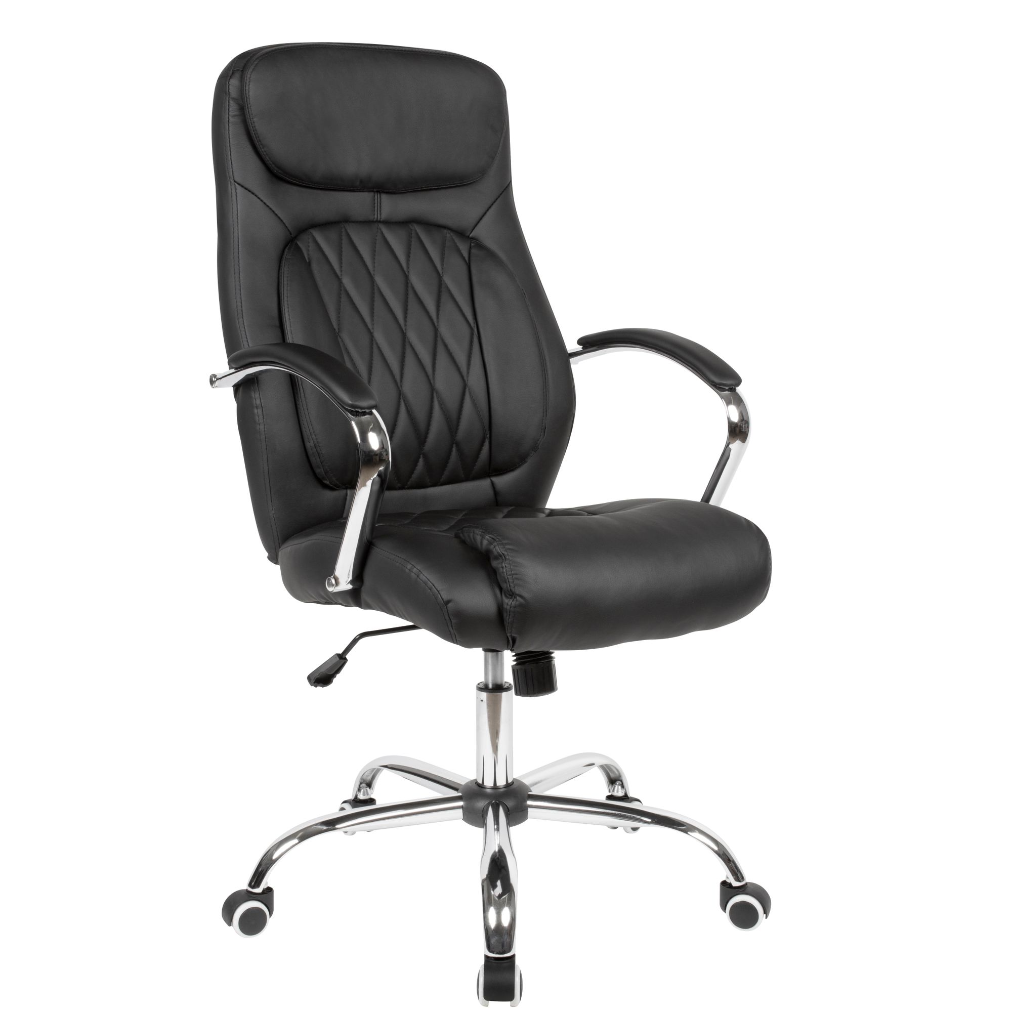 Sedia da ufficio in similpelle nera | Design moderno | Altezza regolabile 113-123 cm x Larghezza 70 cm x Profondità 70 cm