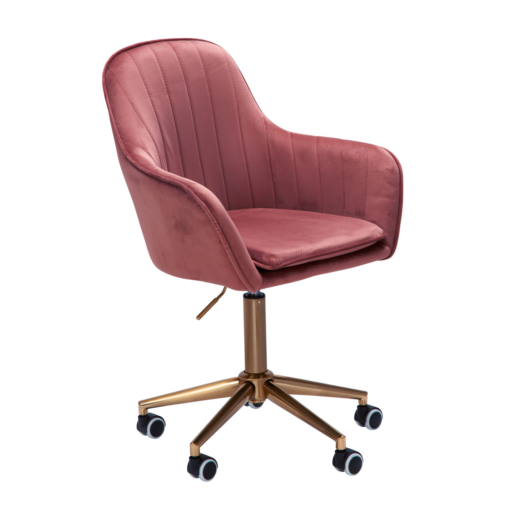 Sedia da ufficio in velluto rosa | 54x42x85-105 cm | Altezza regolabile fino a 120 kg