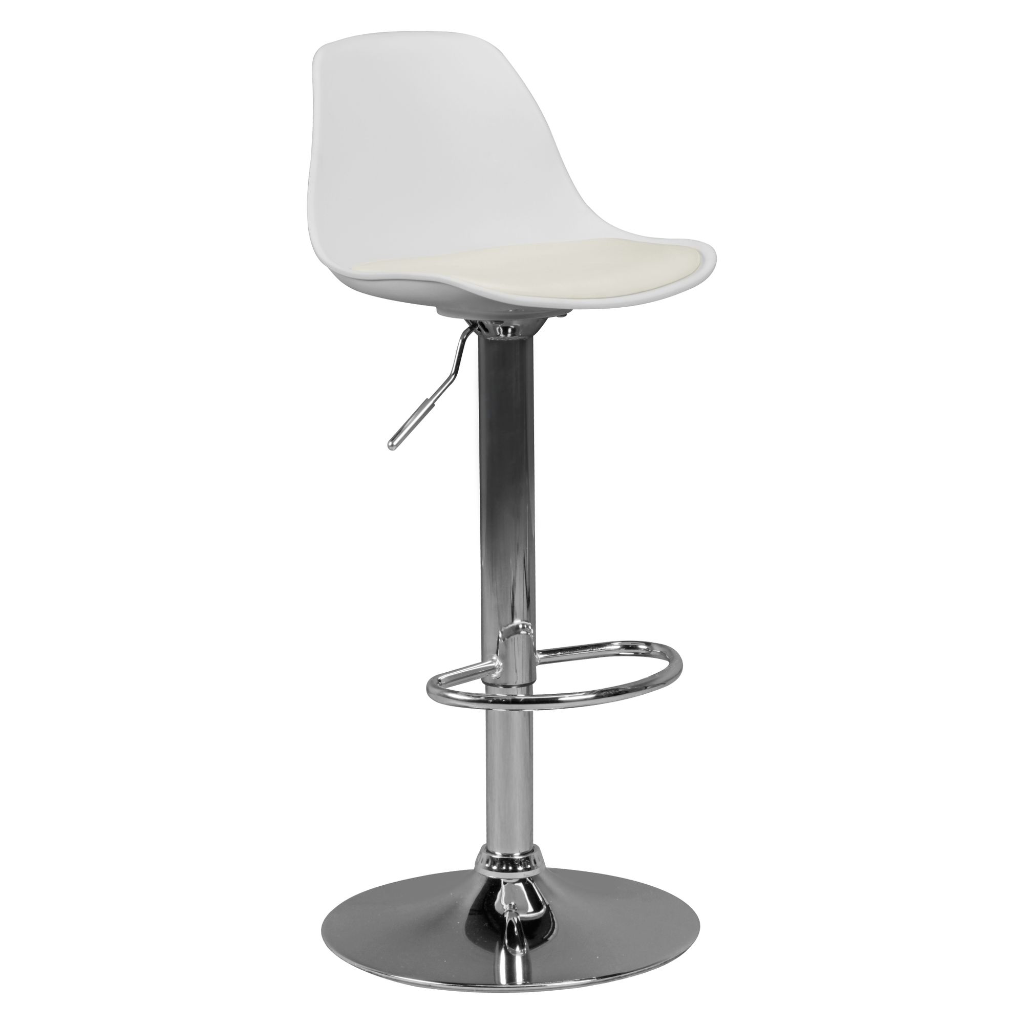 Sgabello da bar KORSIKA | Similpelle bianco | Altezza 84-104 cm