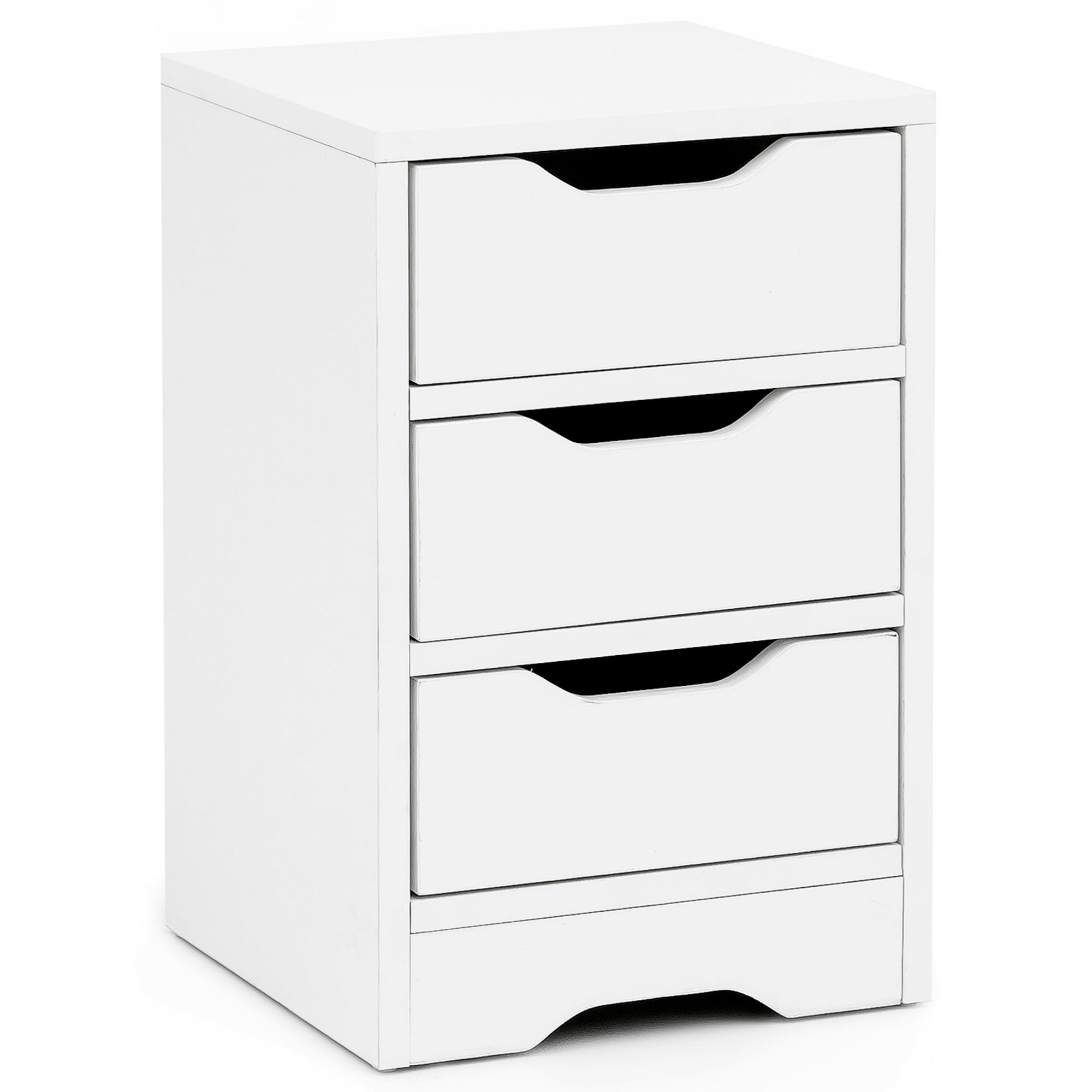 Comodino bianco opaco 31x49x31 cm | 3 cassetti | Tavolino moderno e funzionale