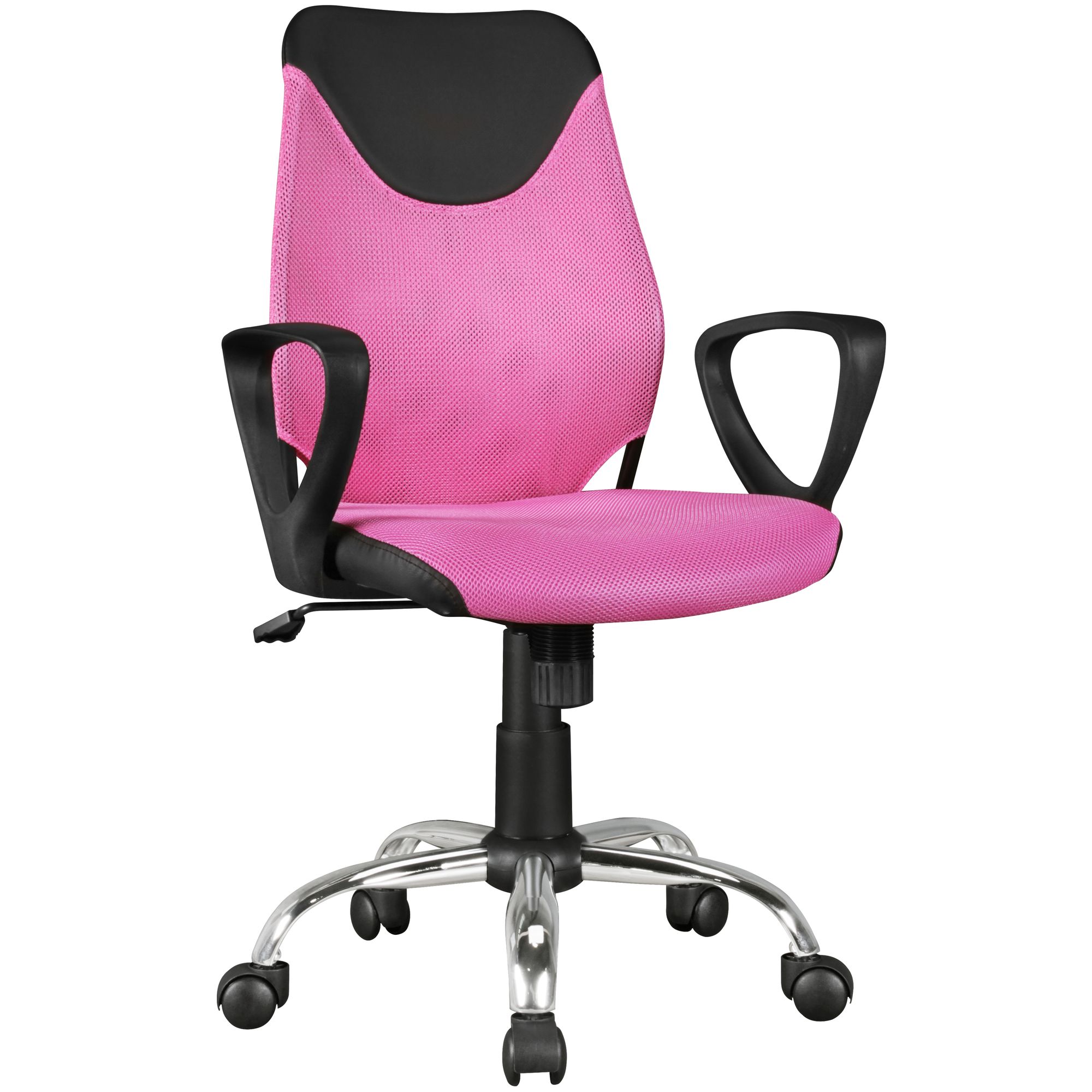 Sedia da scrivania TERNI nero/rosa in PU e mesh | Altezza regolabile 94-105 cm | Età 6-15 anni | 60 kg