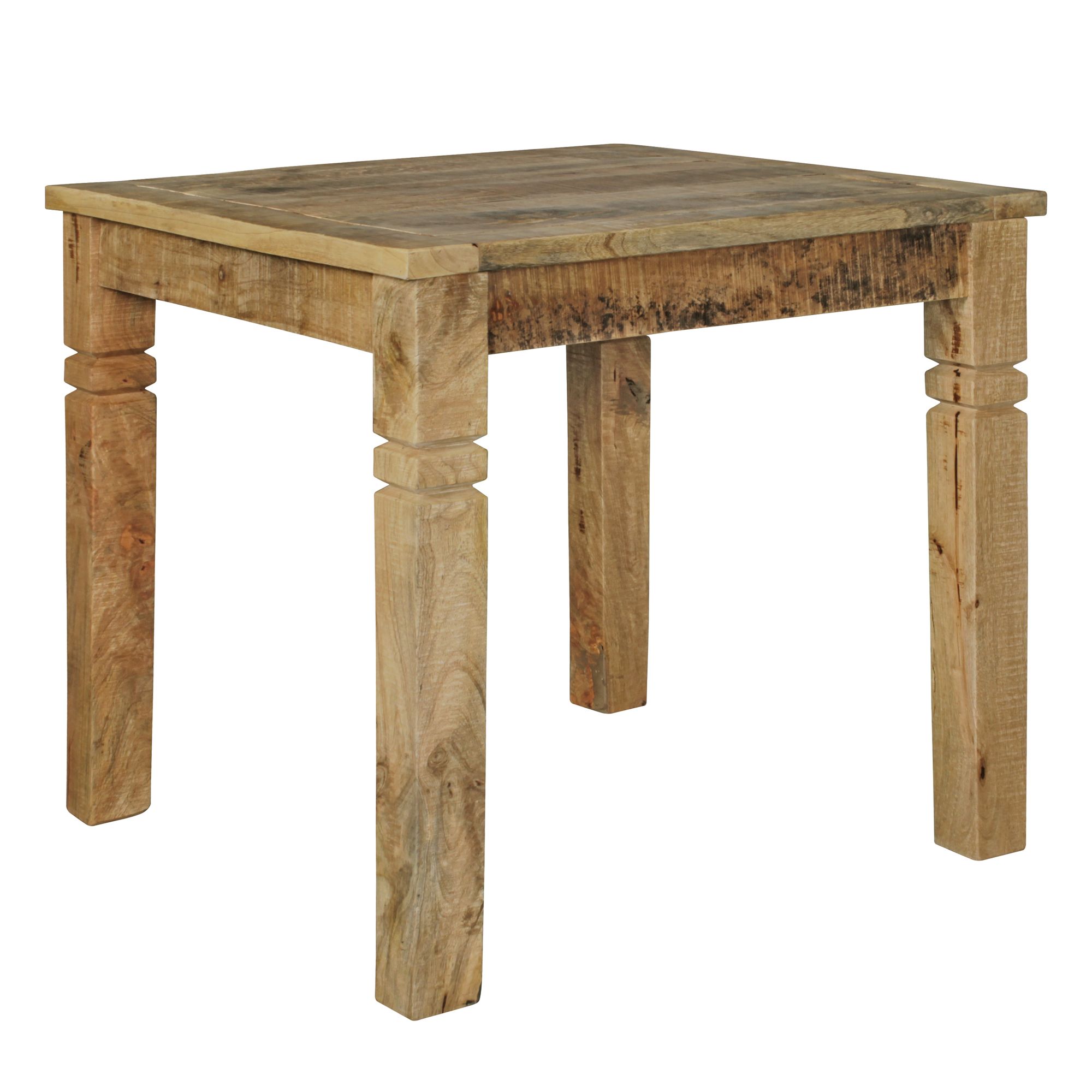 Tavolo da pranzo quadrato in legno massello di mango marrone 80 x 80 x 76 cm | Stile rustico country