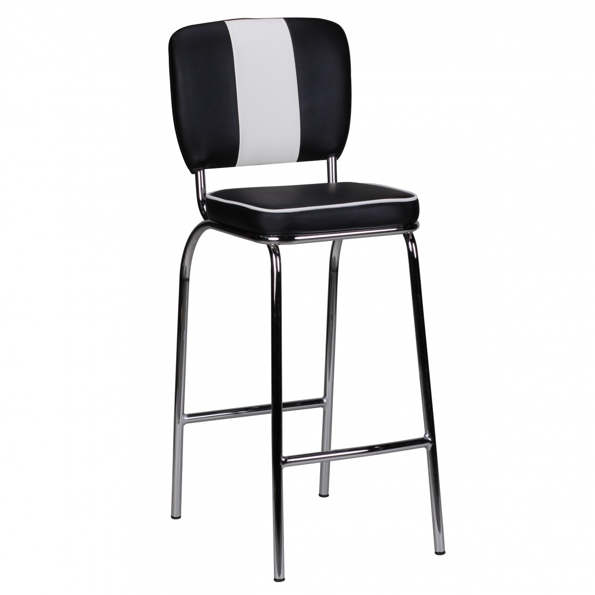 Sgabello da bar American Diner retrò nero bianco | pelle sintetica e cotone | 110x40x38 cm