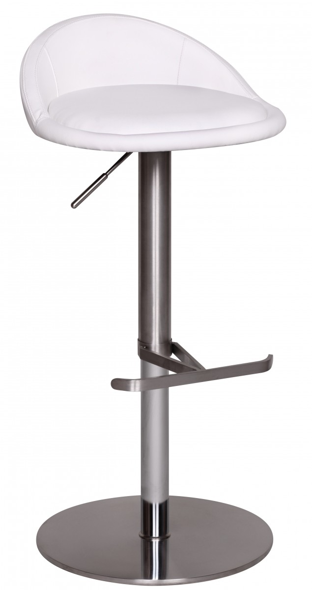 Sgabello da bar | Bianco | Acciaio inossidabile | Altezza regolabile 54-79 cm