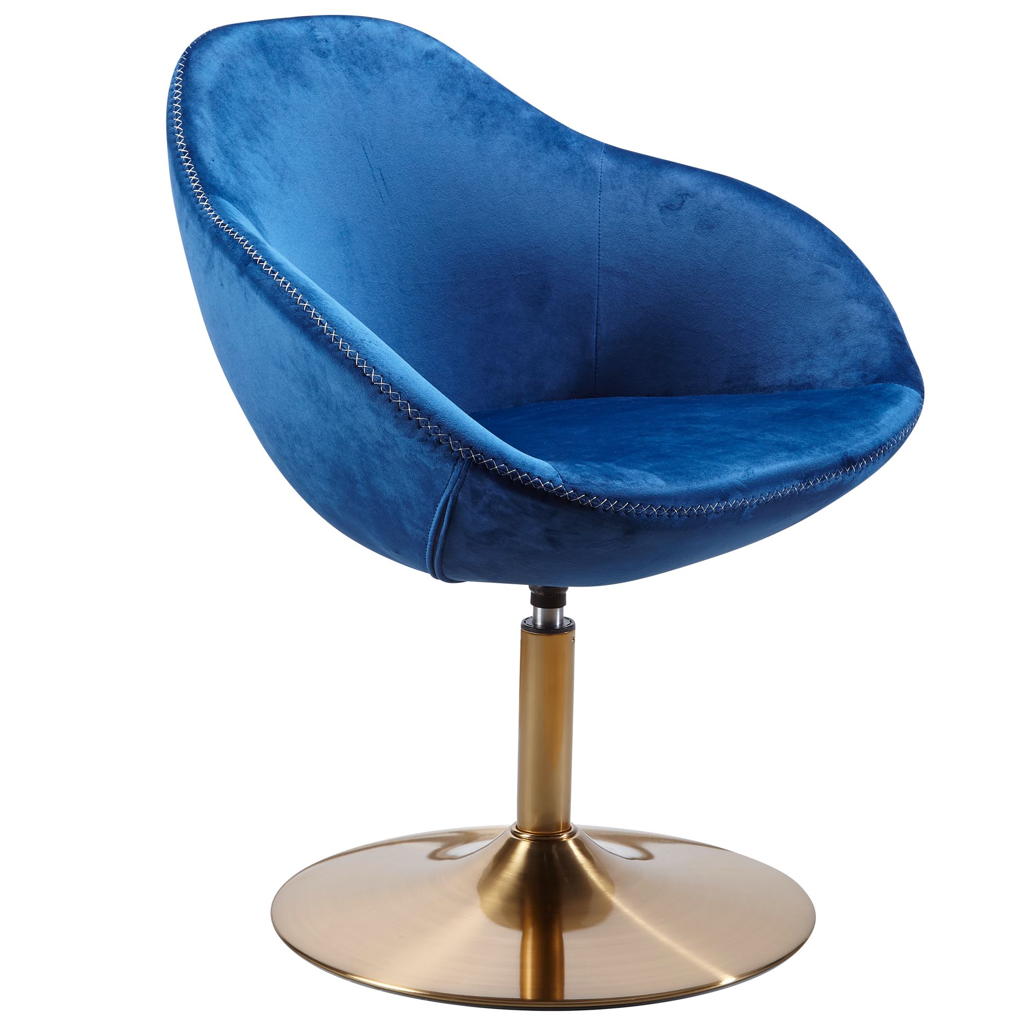 Poltrona lounge SIRAN Velluto Blu / Oro | 70x79x70 cm | Design girevole
