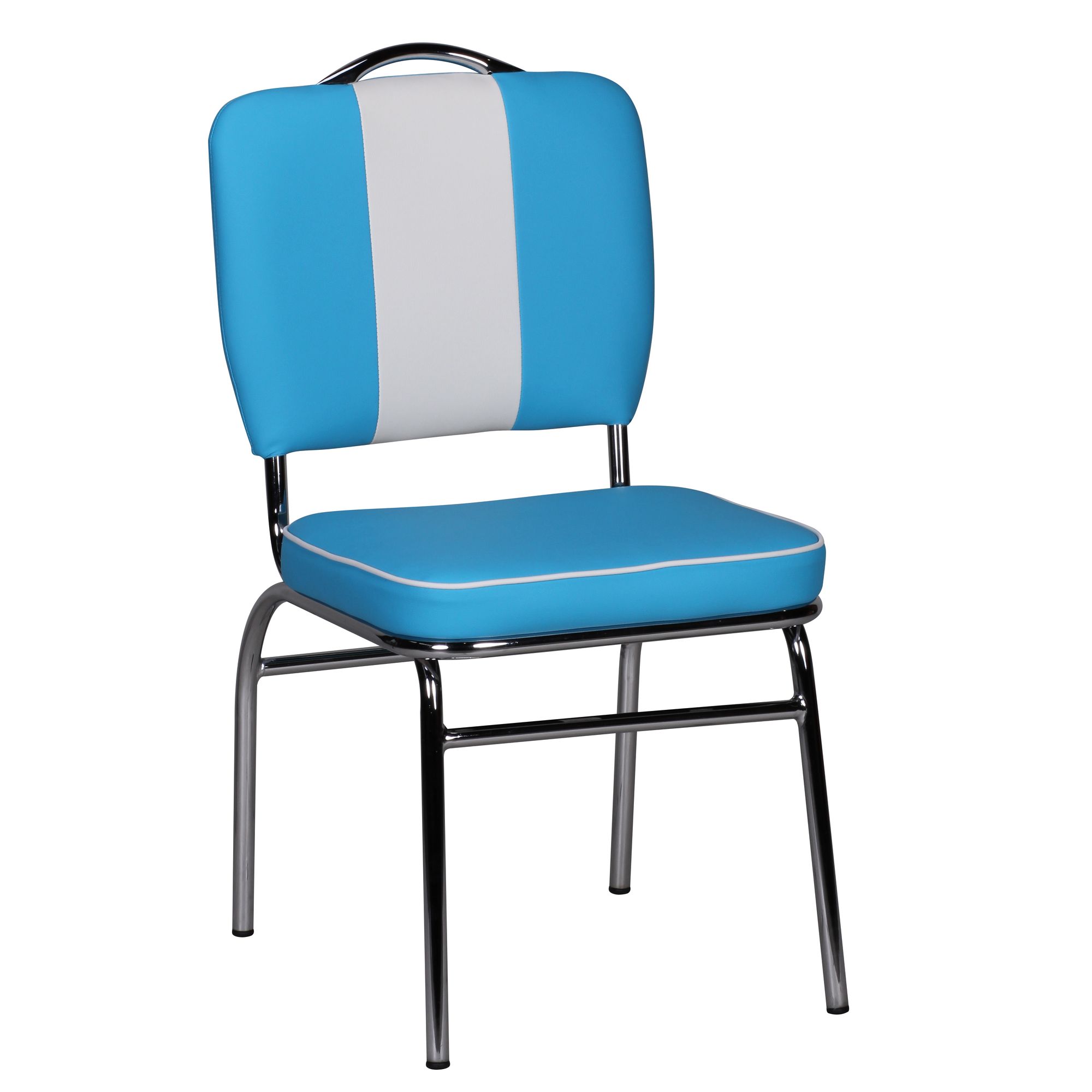 Sedia da pranzo American Diner retrò blu bianco | pelle sintetica | 90x47x45 cm