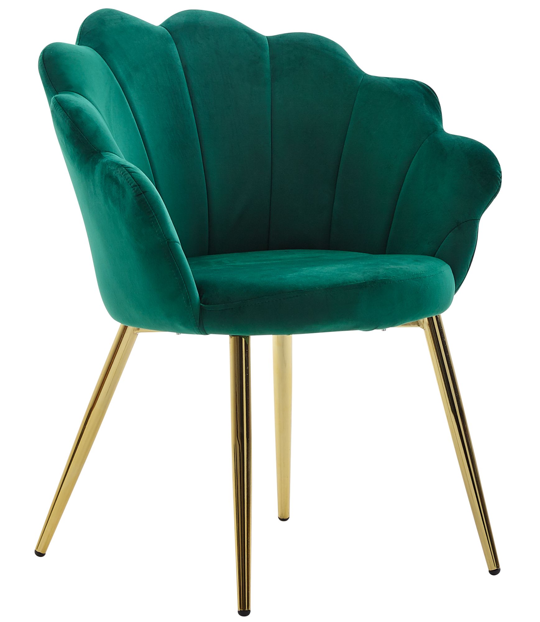 Sedia da pranzo Tulip in velluto verde | Gambe dorate | 47,5x80x53 cm