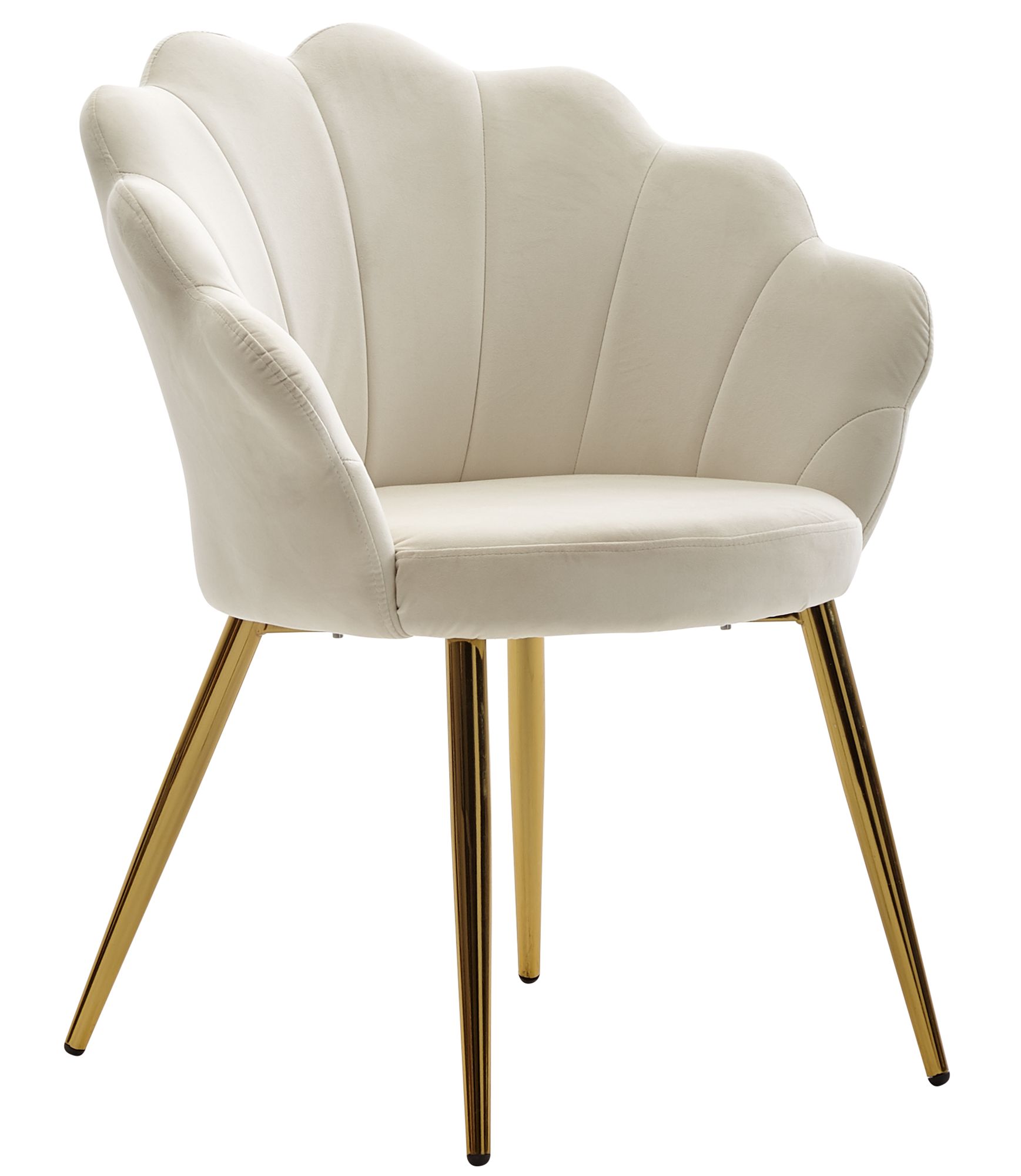 Sedia da pranzo Tulip in velluto bianco | Gambe dorate | 47,5x80x53 cm