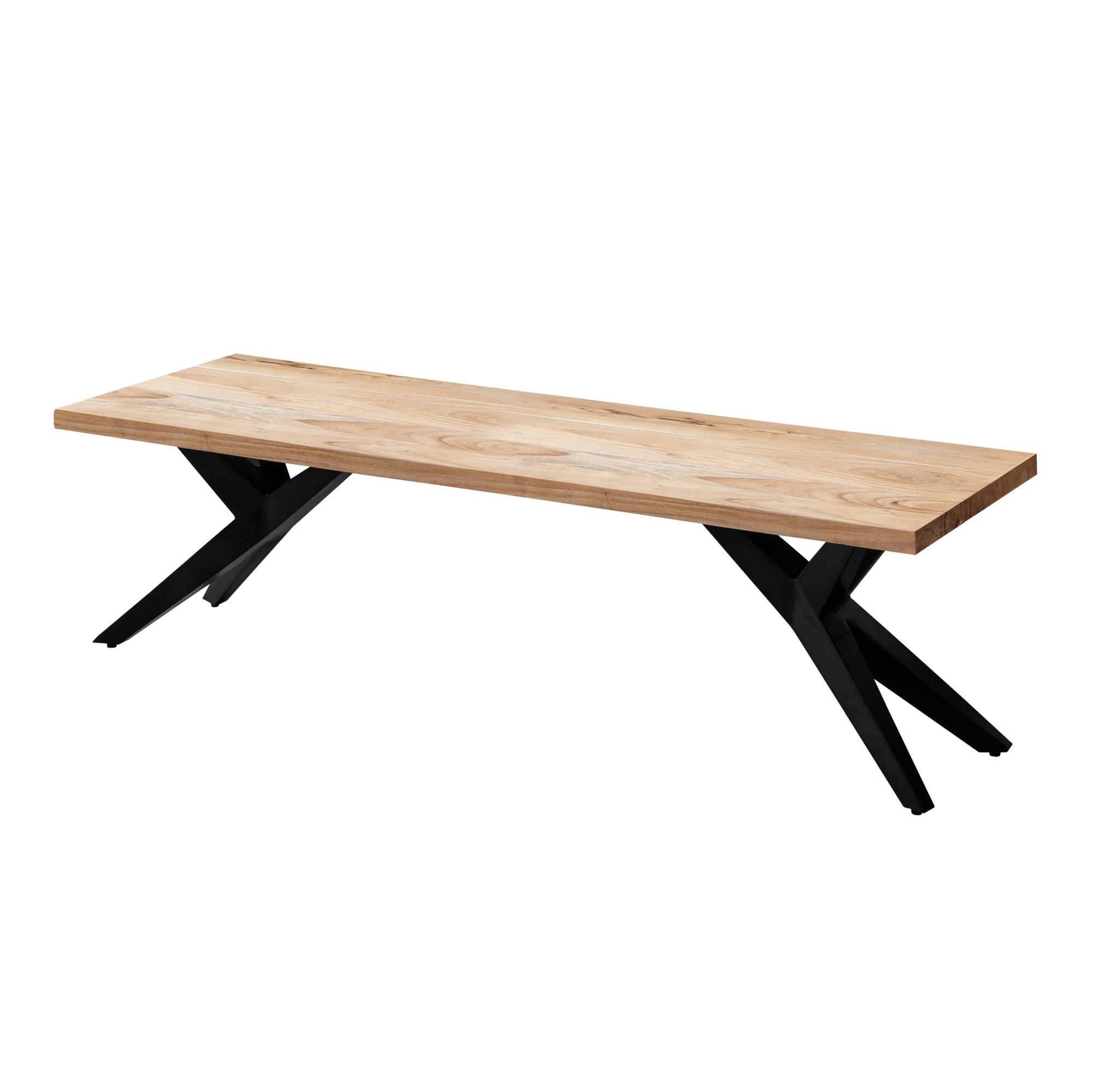 Panca da pranzo 120x45x45 cm | Legno massello di acacia | Metallo nero opaco