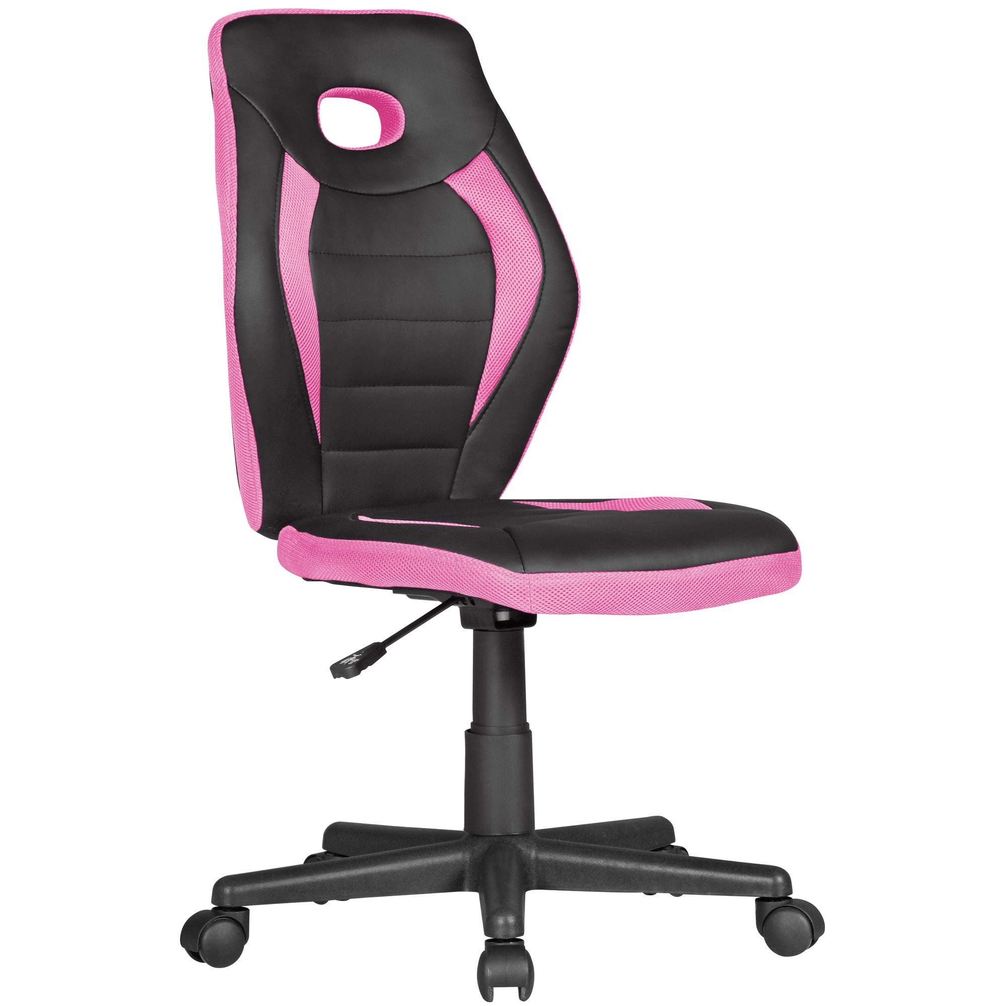 Sedia da scrivania per bambini LUAN | Colore Nero/Rosa | Dimensioni H 91-103 cm, altezza seduta 41-53 cm