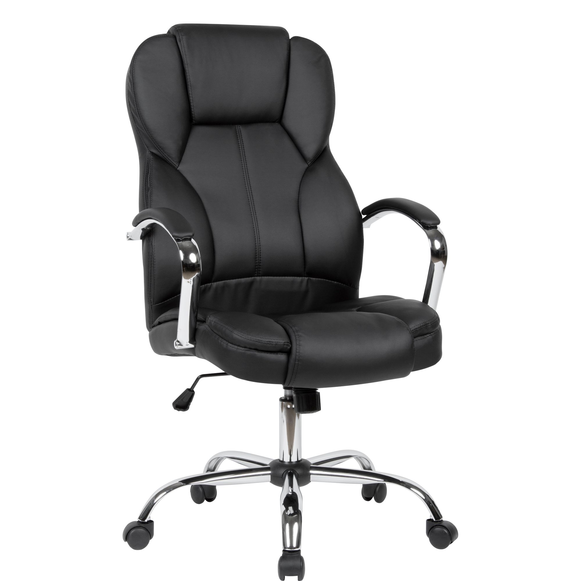 Sedia da scrivania in similpelle nera  fino a 120 kg