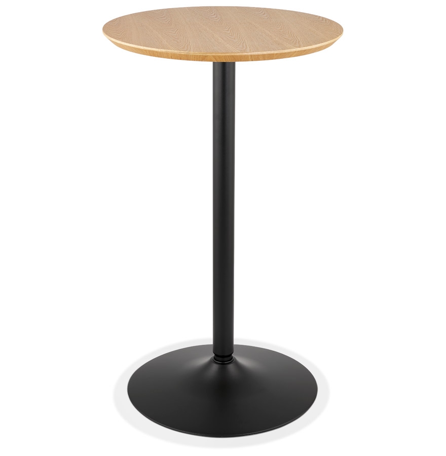 Tavolo alto rotondo TAMAGO legno naturale e metallo nero | Beige e Nero | 60x60x103,5 cm