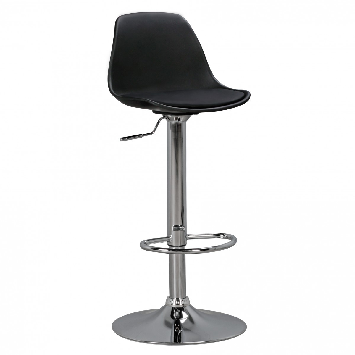 Sgabello da bar KORSIKA | Similpelle nero | Altezza 84-104 cm