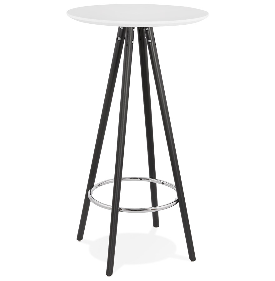 Tavolo alto rotondo in MDF laccato bianco e faggio nero | Bianco e Nero | Ø 60 cm x H 110 cm