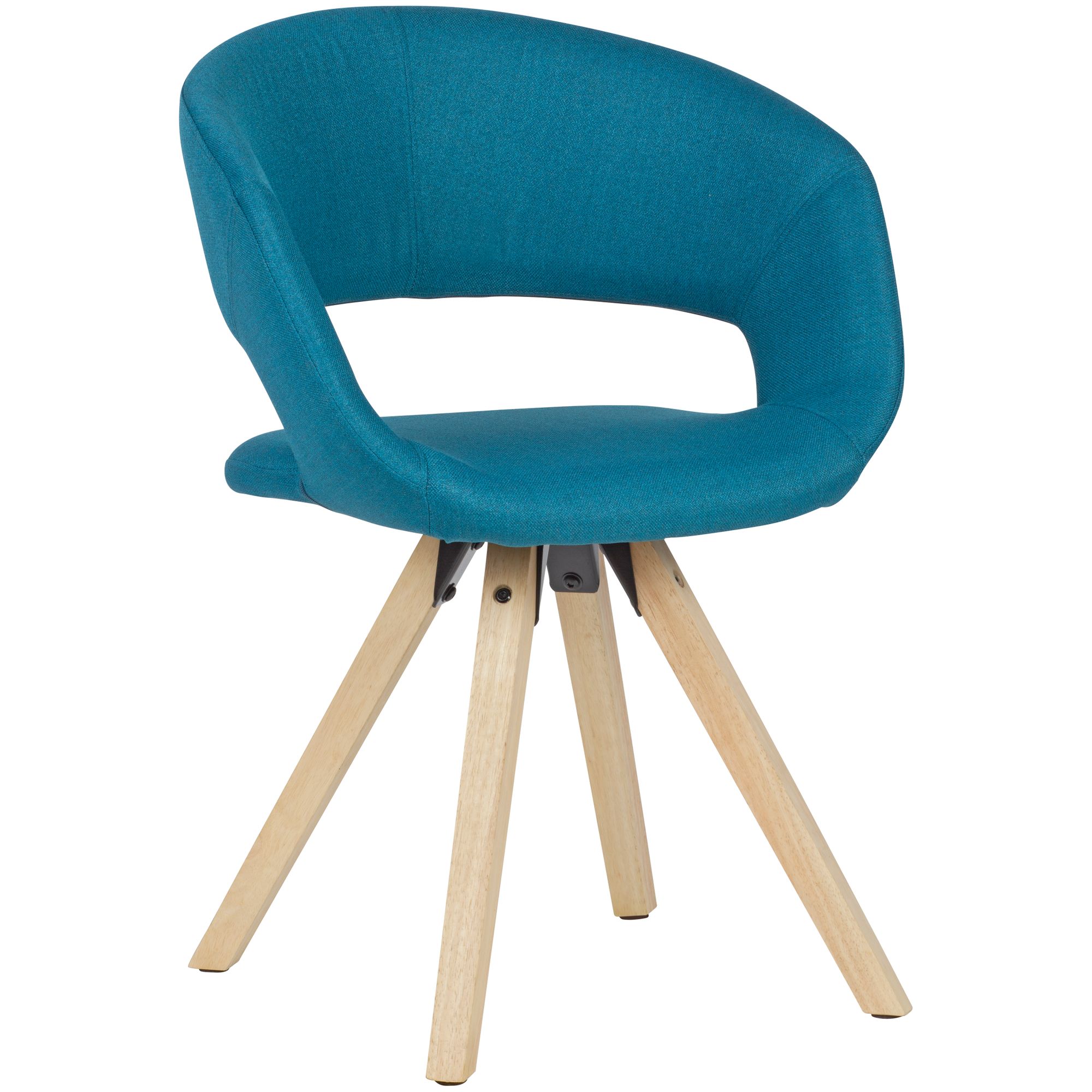 Sedia da pranzo Tessuto petrolio | Legno massello | 56x80x50 cm | Design retrò
