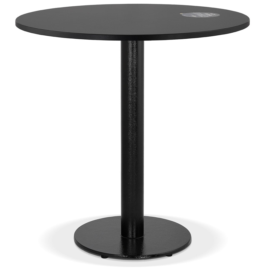 Piccola tavola da pranzo rotonda 'LUCETTE' legno e ghisa nera | Multiplex HPL nero | Ø 68x74,6 cm