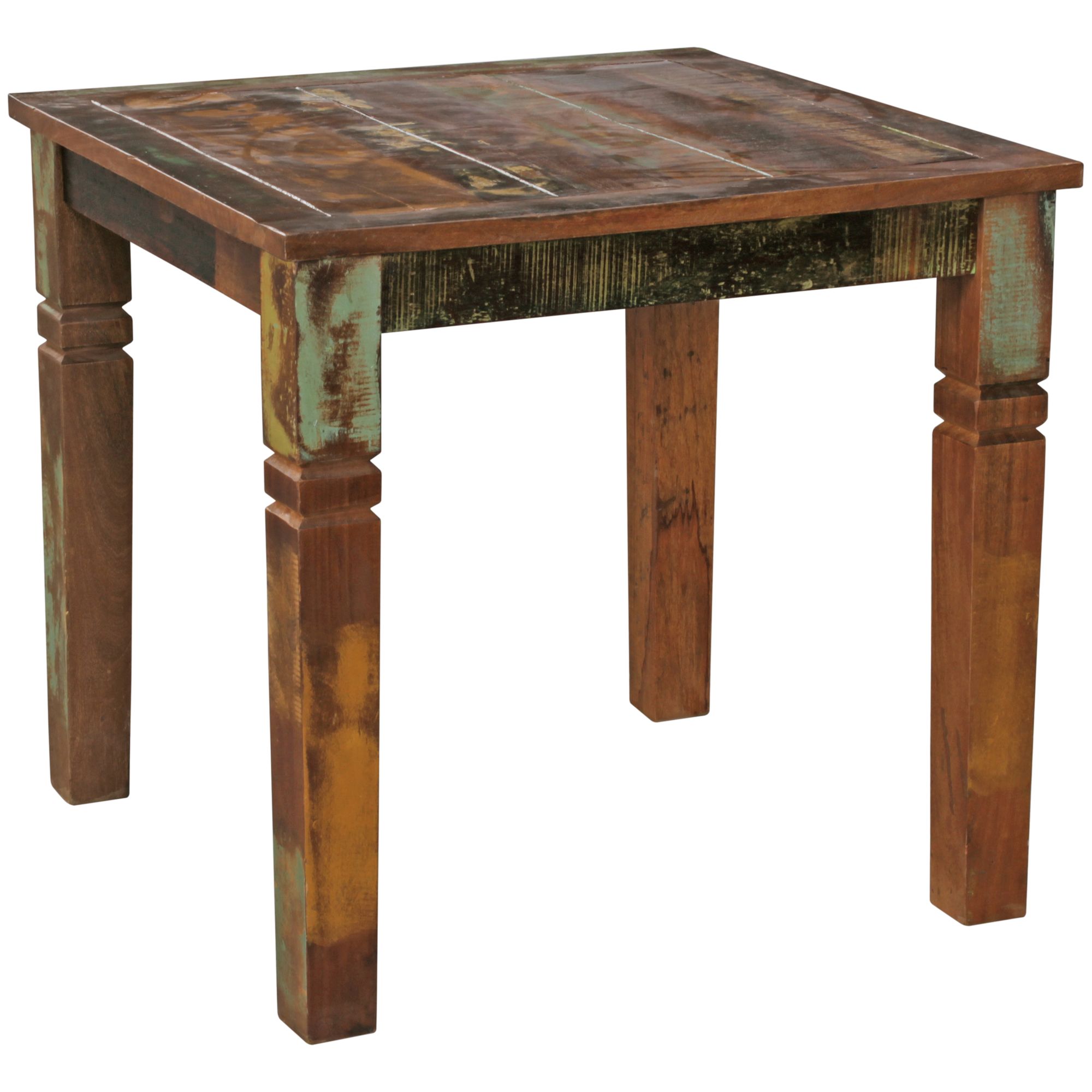 Tavolo da pranzo Kalkutta in legno massiccio riciclato | Marrone con accenti morbidi | 80 x 80 x 76 cm