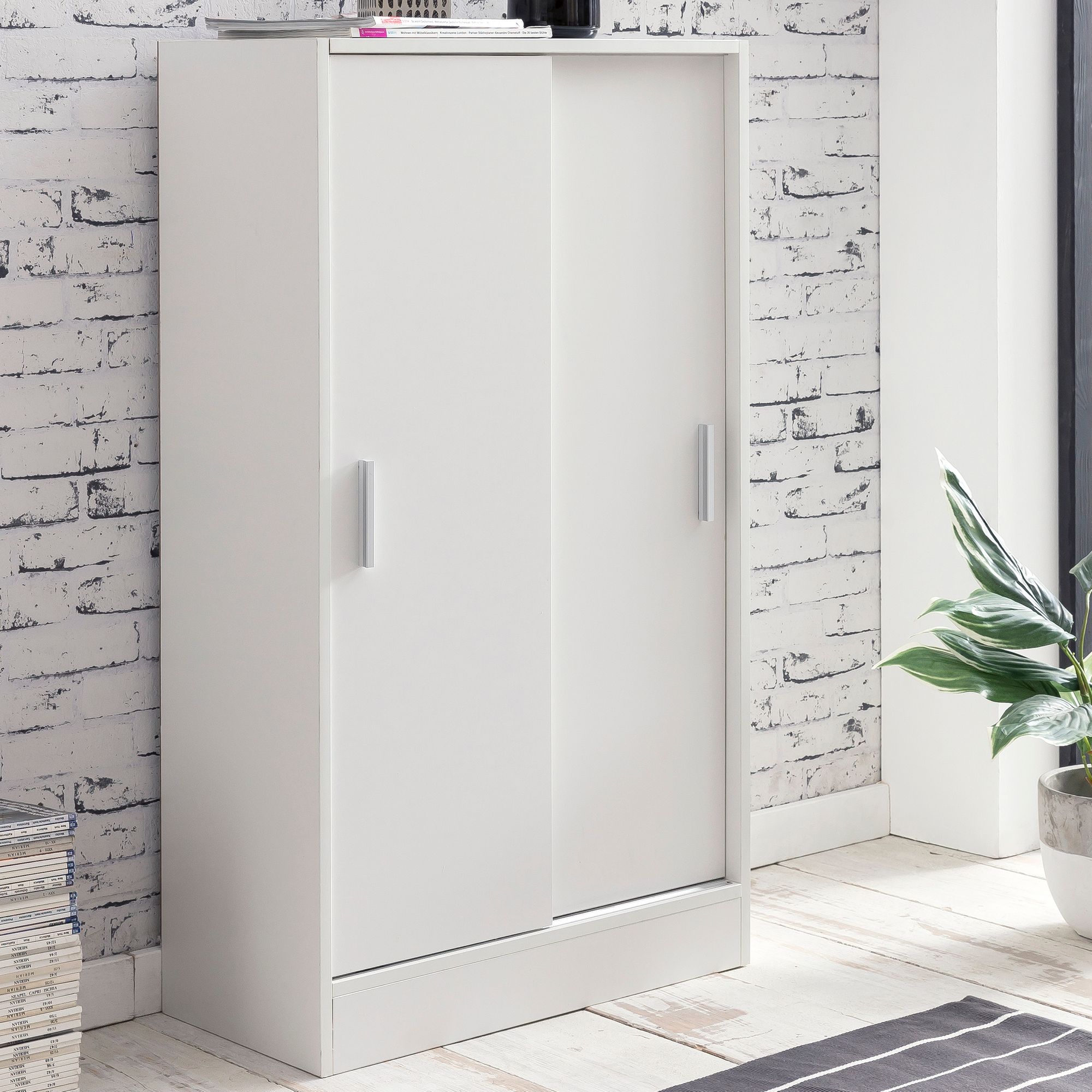 Armadio ufficio | Truciolato bianco rivestito in melamina | 60x107,5x28,5 cm