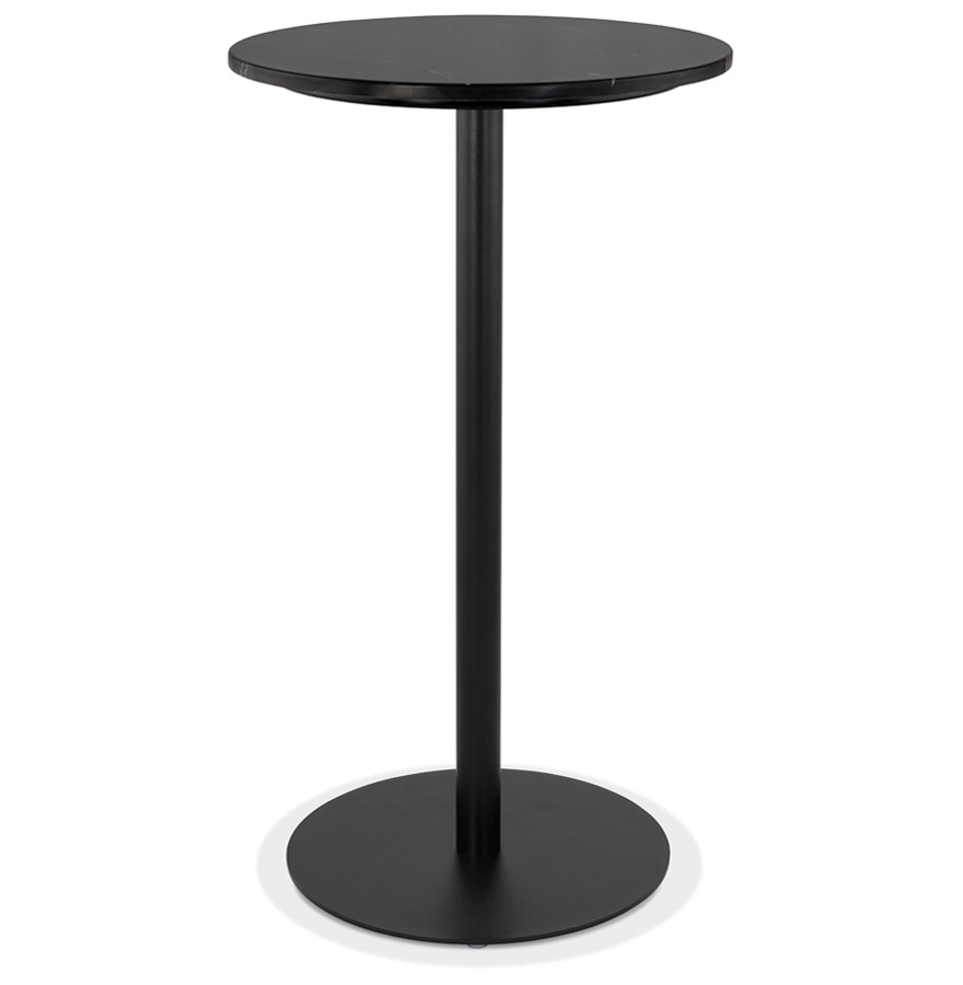 Tavolo alto rotondo effetto pietra marmo nero | Metallo nero | 60x60x106,6 cm